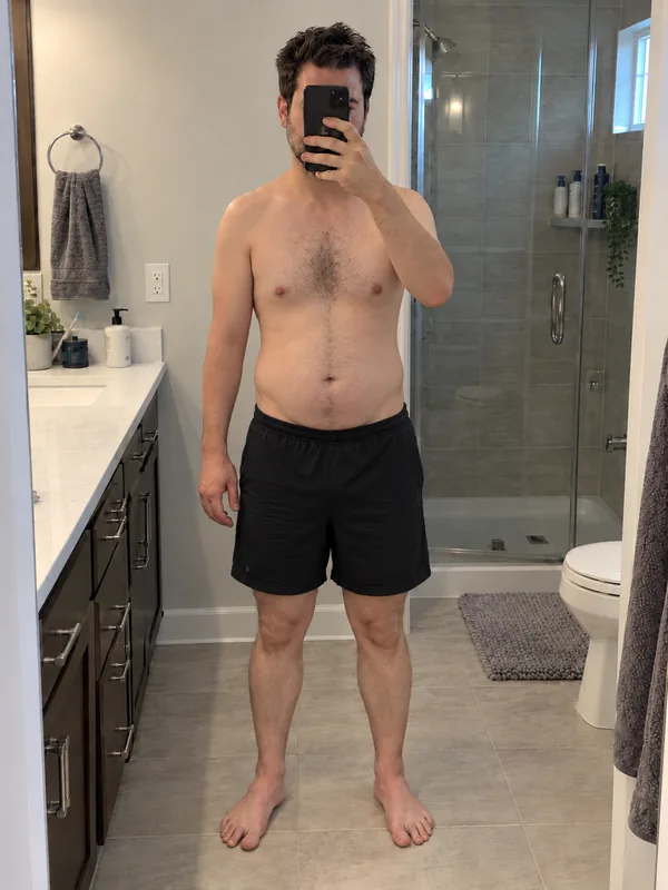 AI-generated illustration of a man after weight loss with less muscle definition